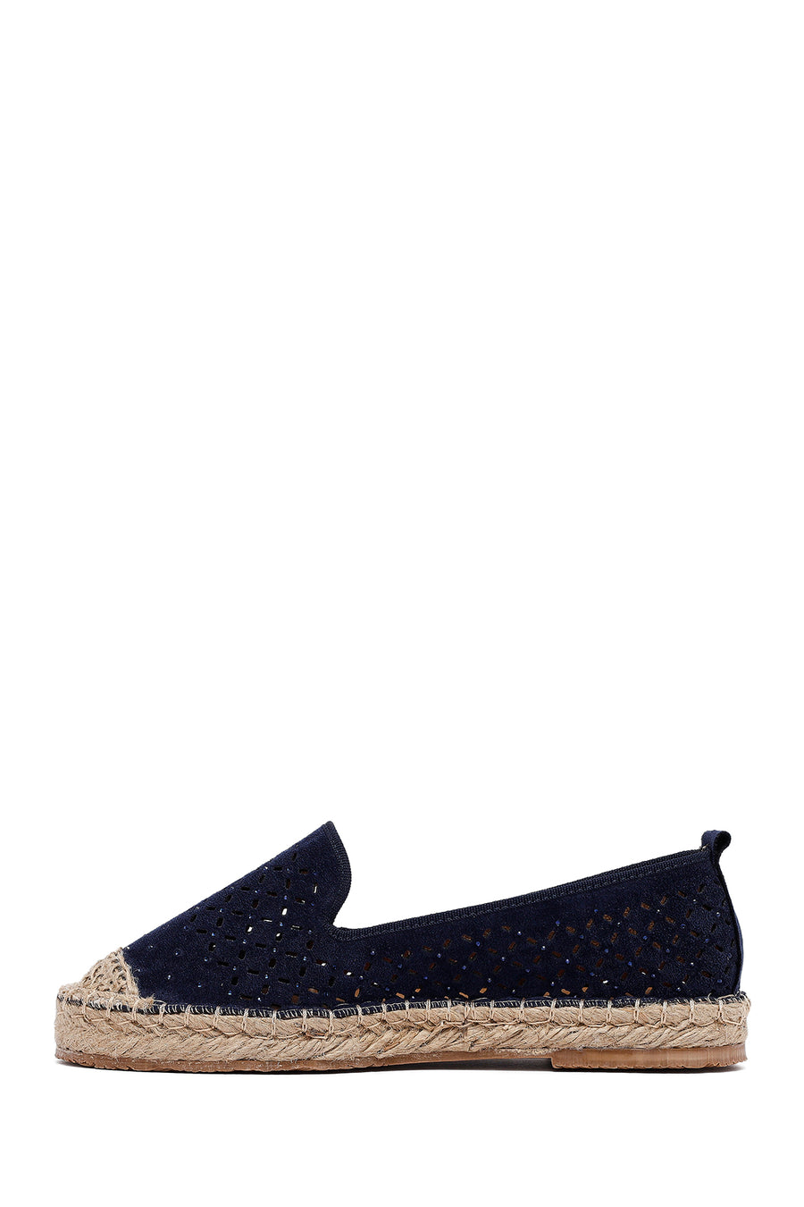 Woman Navy Blue Mesh Suede Espadrilles