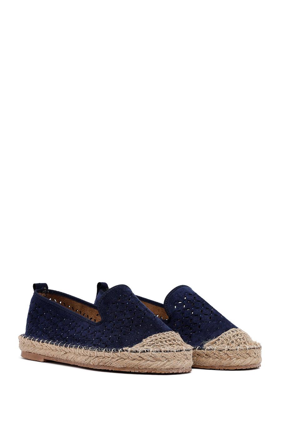 Woman Navy Blue Mesh Suede Espadrilles