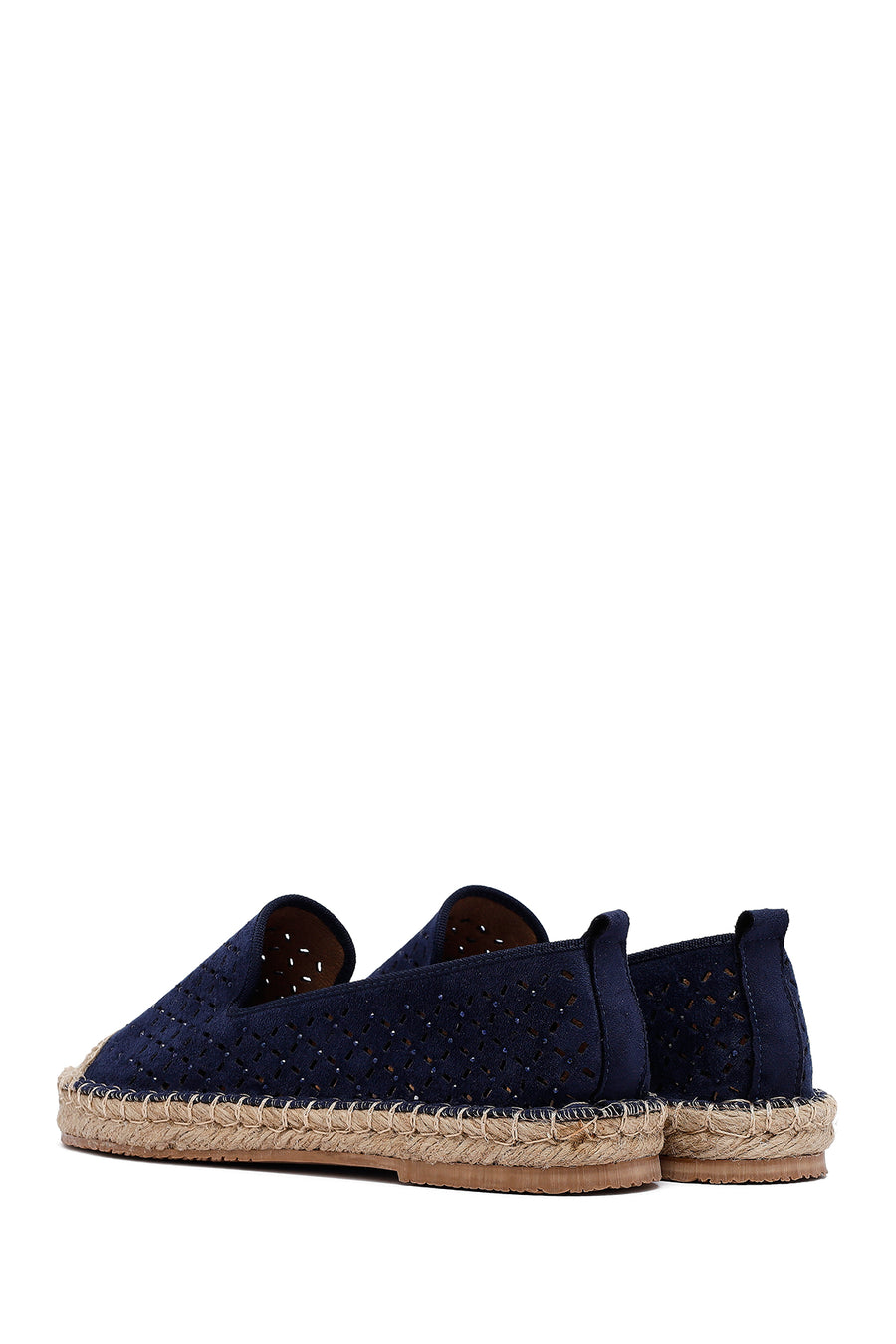 Woman Navy Blue Mesh Suede Espadrilles