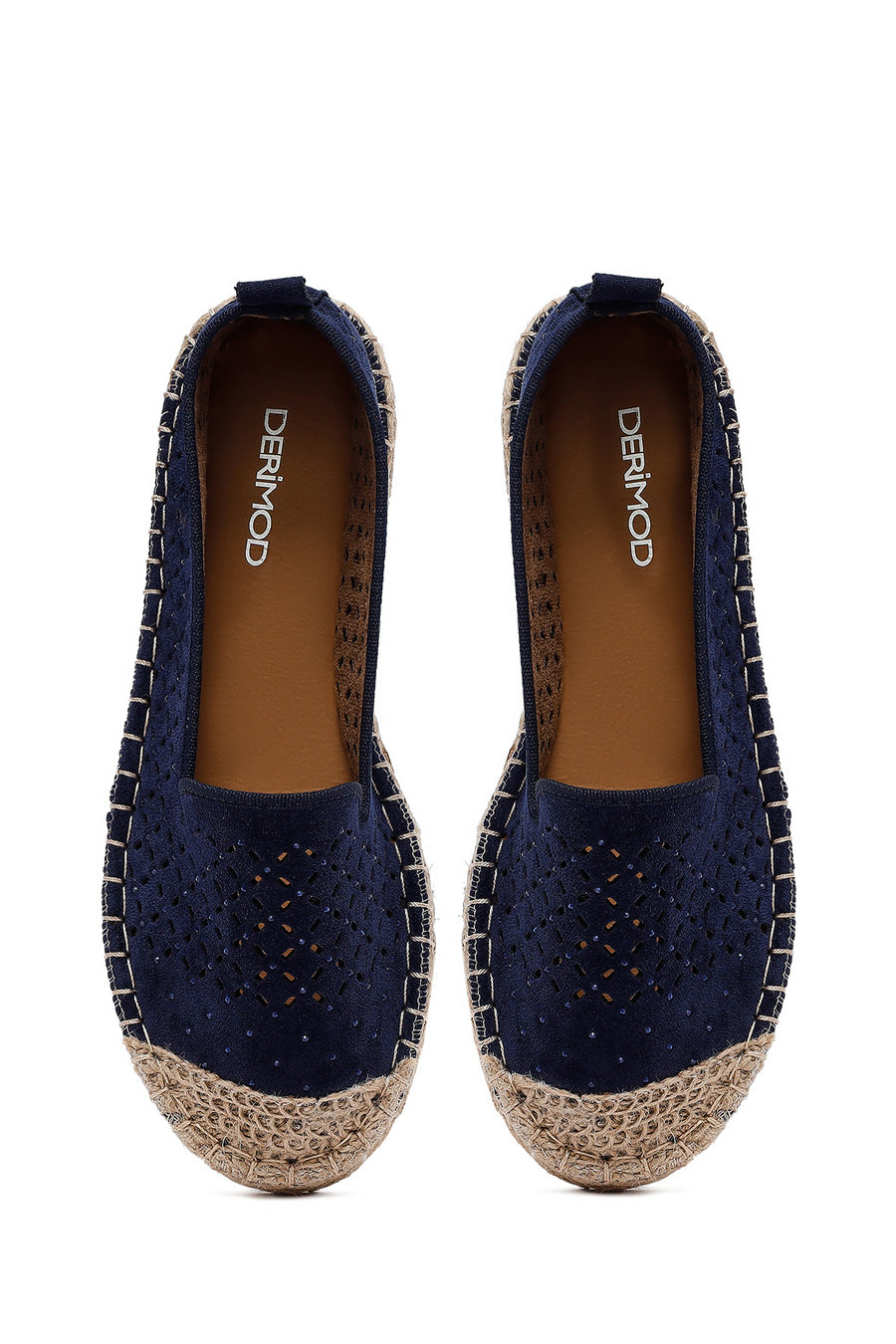 Woman Navy Blue Mesh Suede Espadrilles