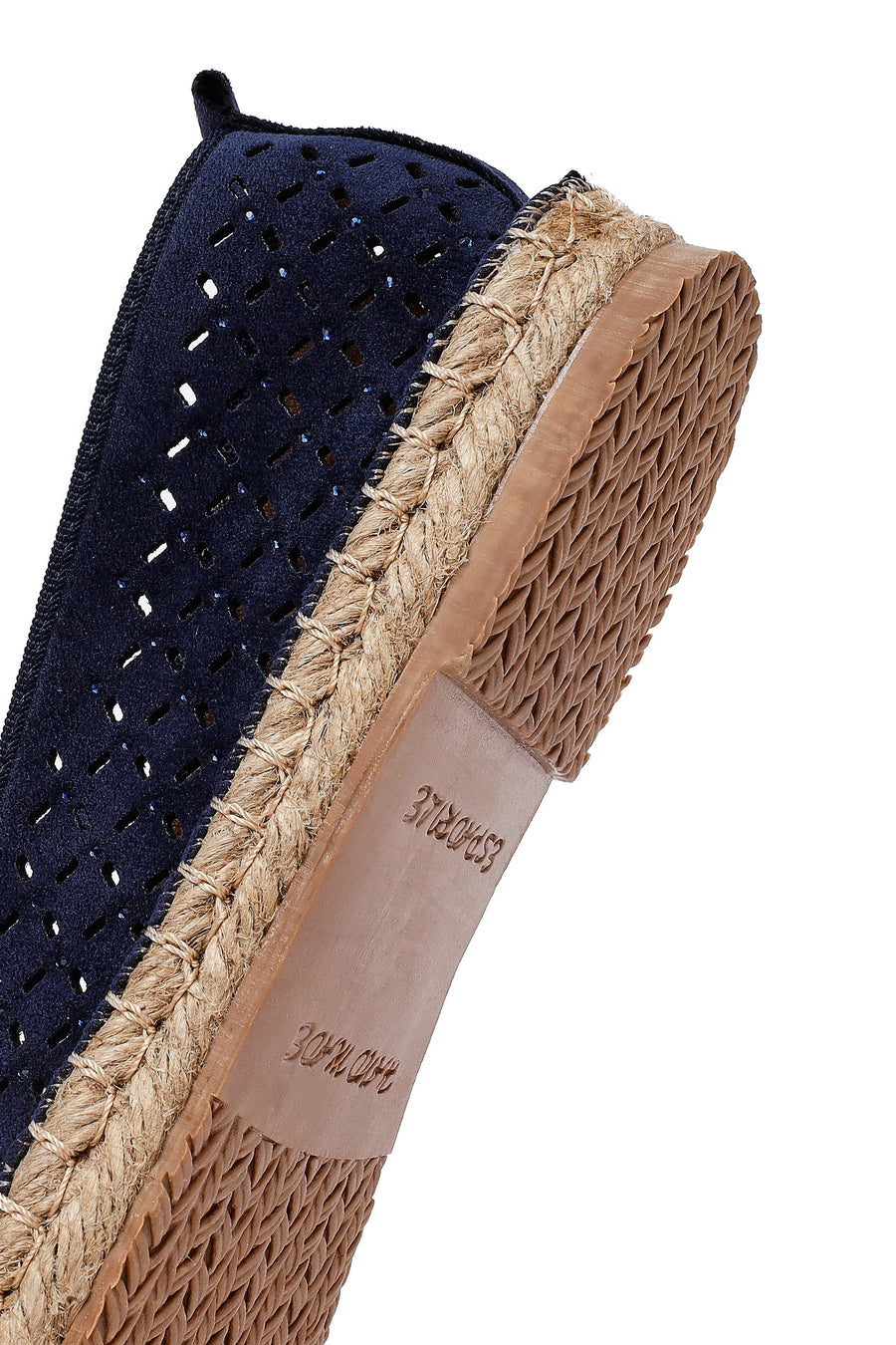 Woman Navy Blue Mesh Suede Espadrilles