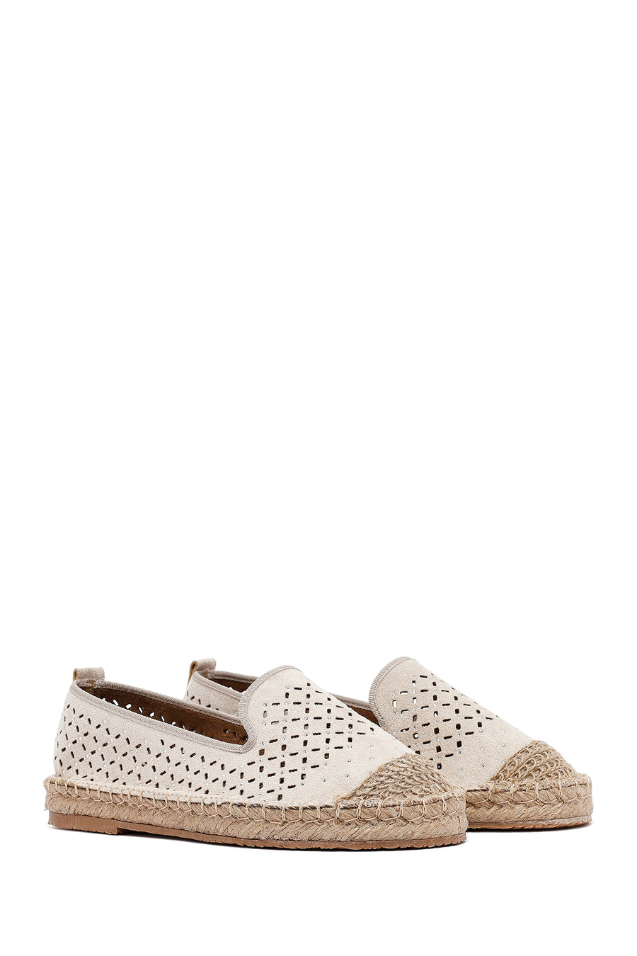 Woman Beige Mesh Suede Espadrilles