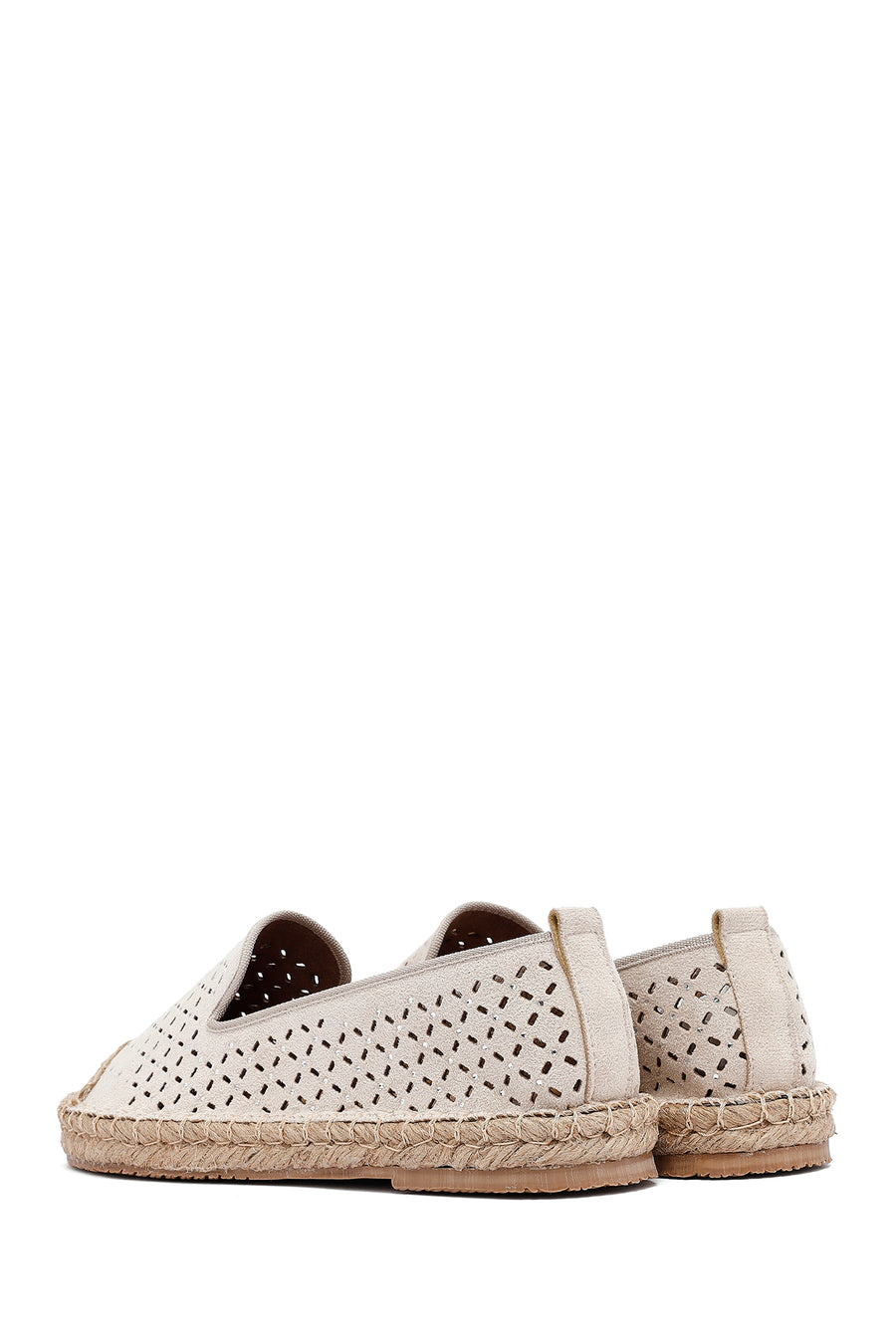 Woman Beige Mesh Suede Espadrilles