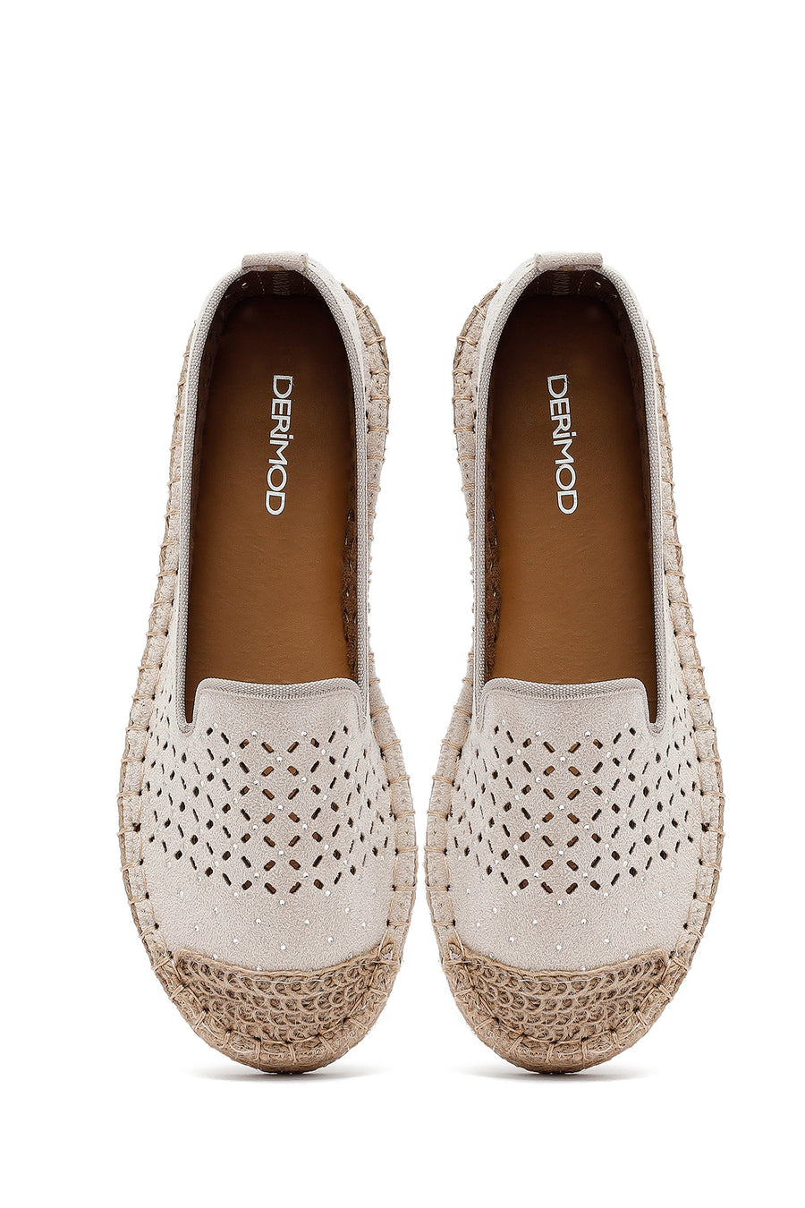 Woman Beige Mesh Suede Espadrilles