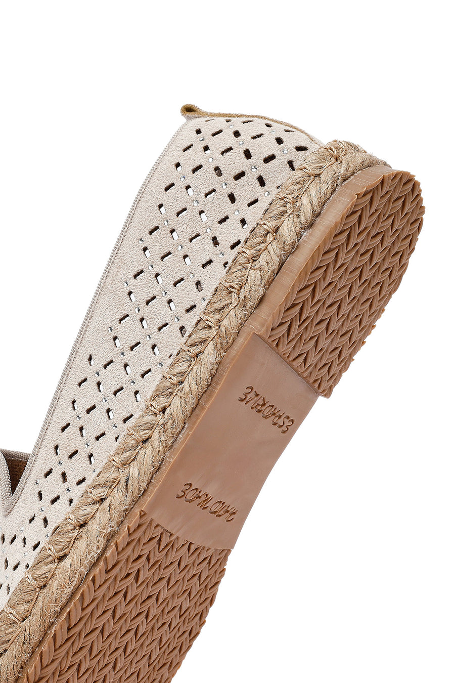 Woman Beige Mesh Suede Espadrilles