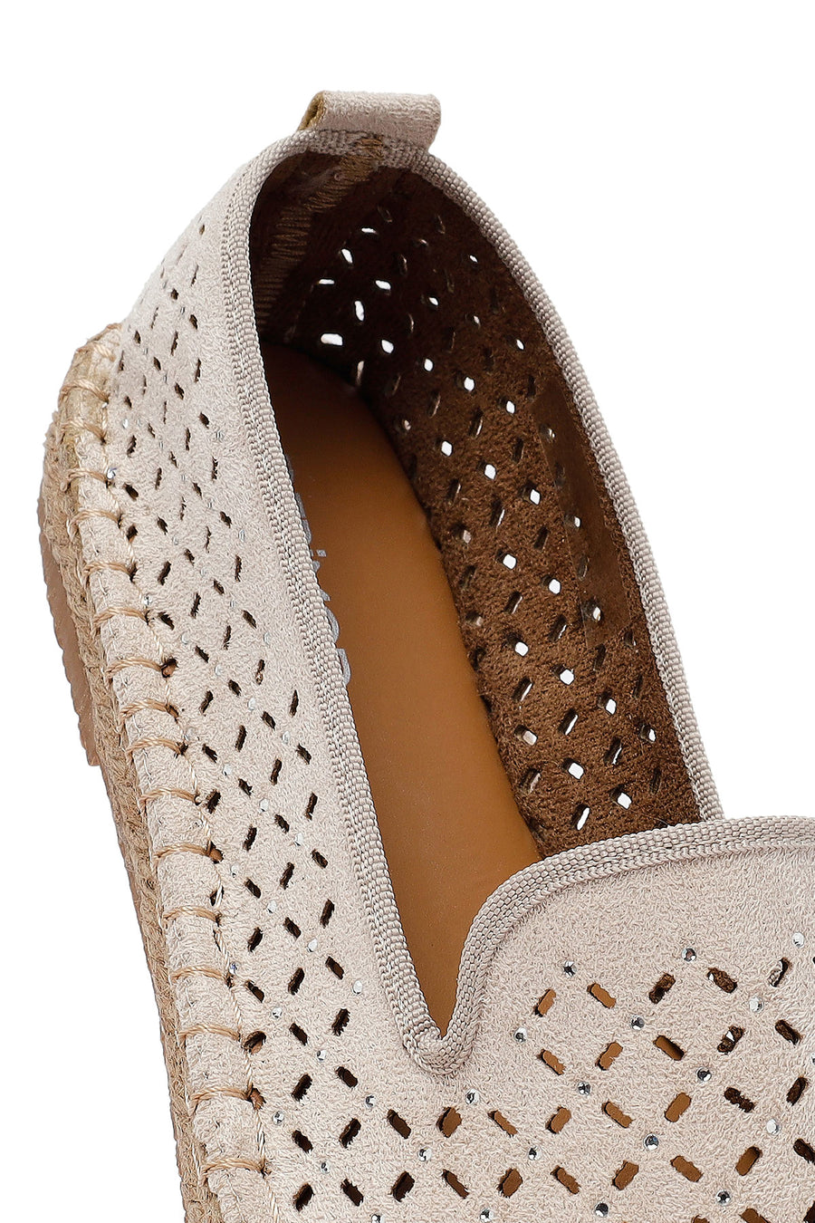 Woman Beige Mesh Suede Espadrilles