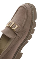 Women's Mink Buckled Suede Masculine Loafer | Derimod