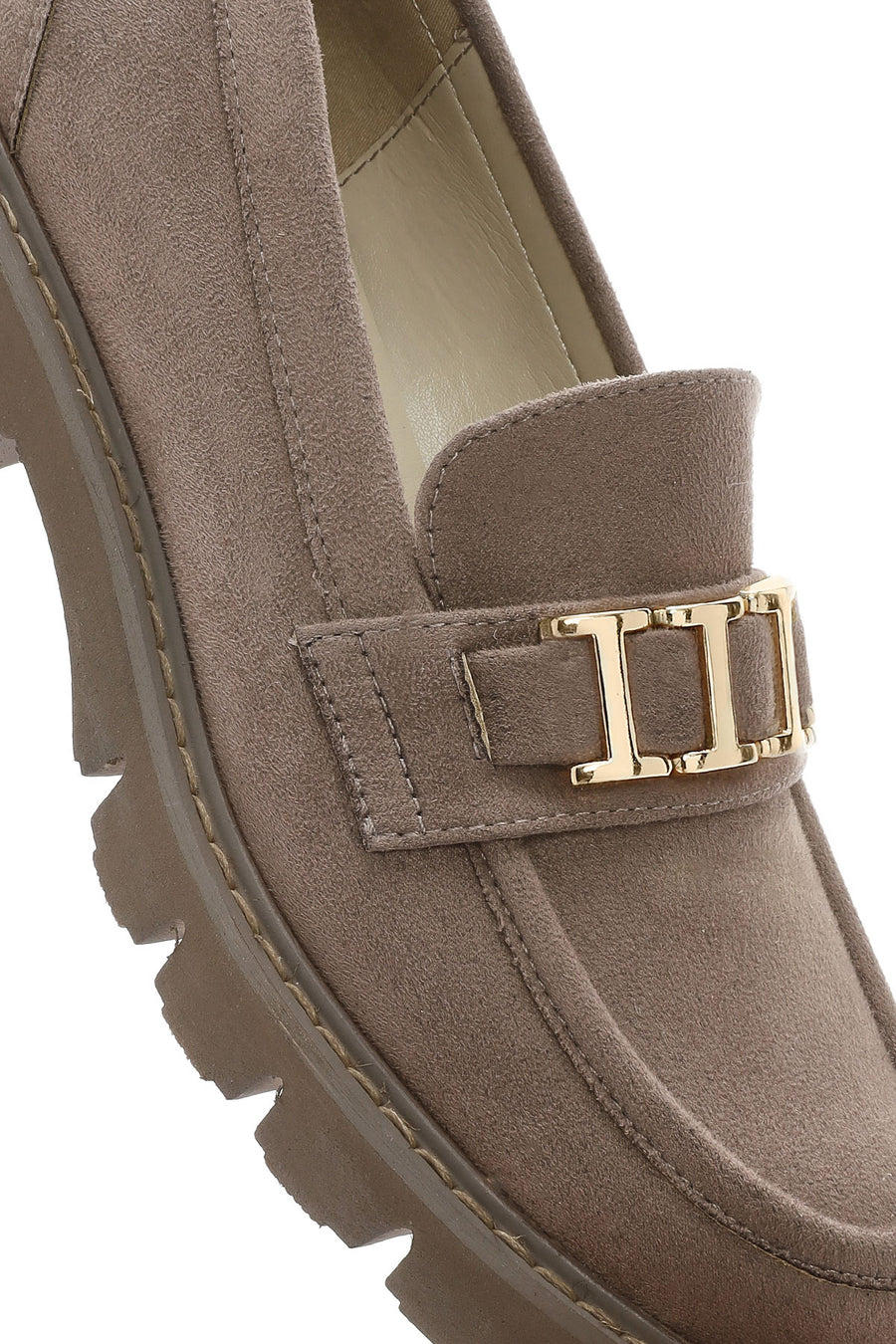 Kadın Vizon Tokalı Süet Maskülen Loafer