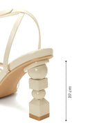 Women's Beige Ankle Strap High Thick Heel Sandals | Derimod