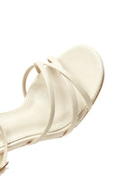 Women's Beige Ankle Strap High Thick Heel Sandals | Derimod