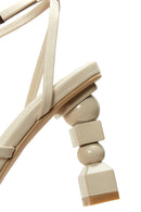 Women's Beige Ankle Strap High Thick Heel Sandals | Derimod