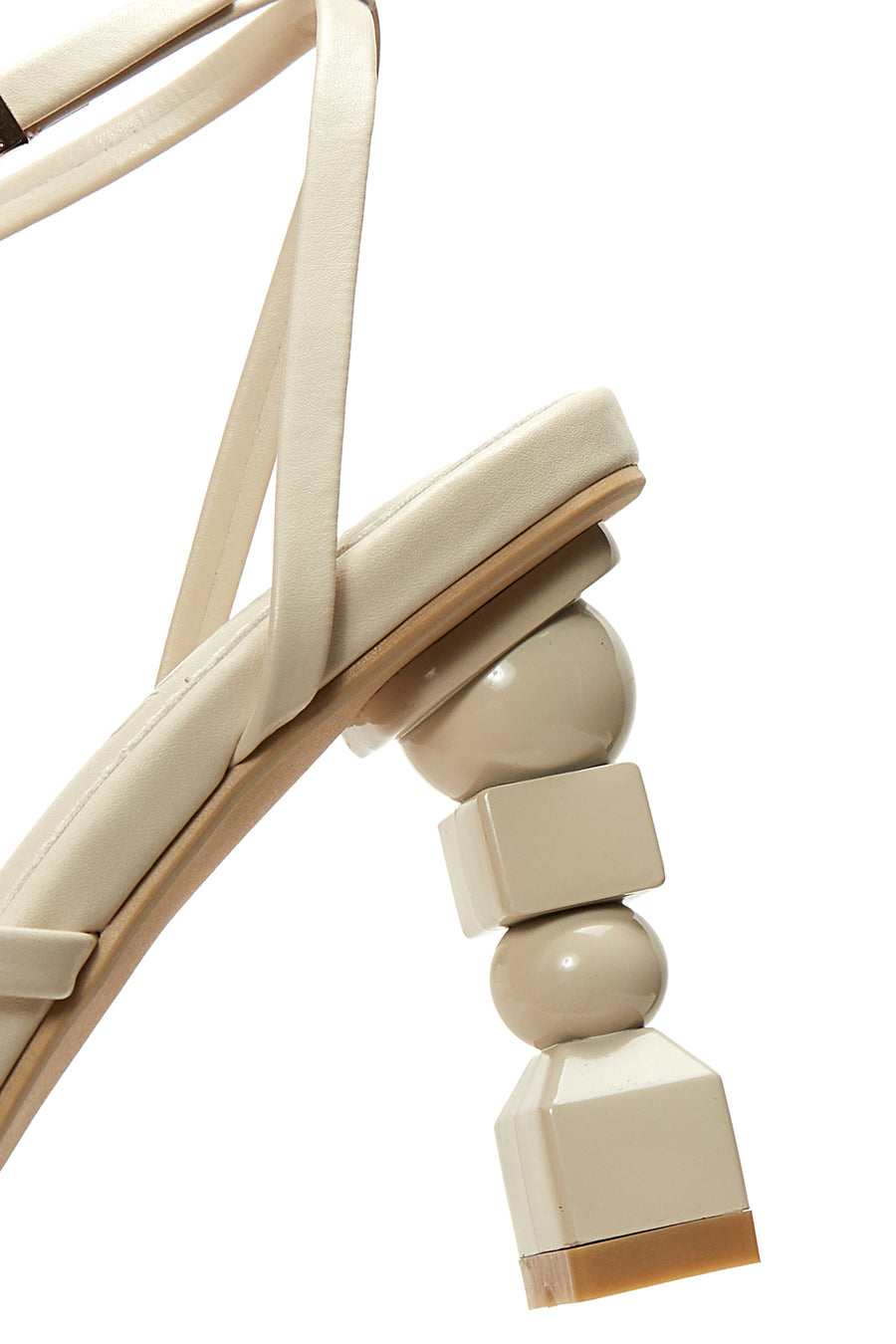 Women's Beige Ankle Strap High Thick Heel Sandals