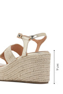 Women's Gold Ankle Strap Metallic Wedge Heel Espadrilles | Derimod