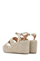 Women's Gold Ankle Strap Metallic Wedge Heel Espadrilles | Derimod