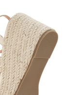 Women's Gold Ankle Strap Metallic Wedge Heel Espadrilles | Derimod