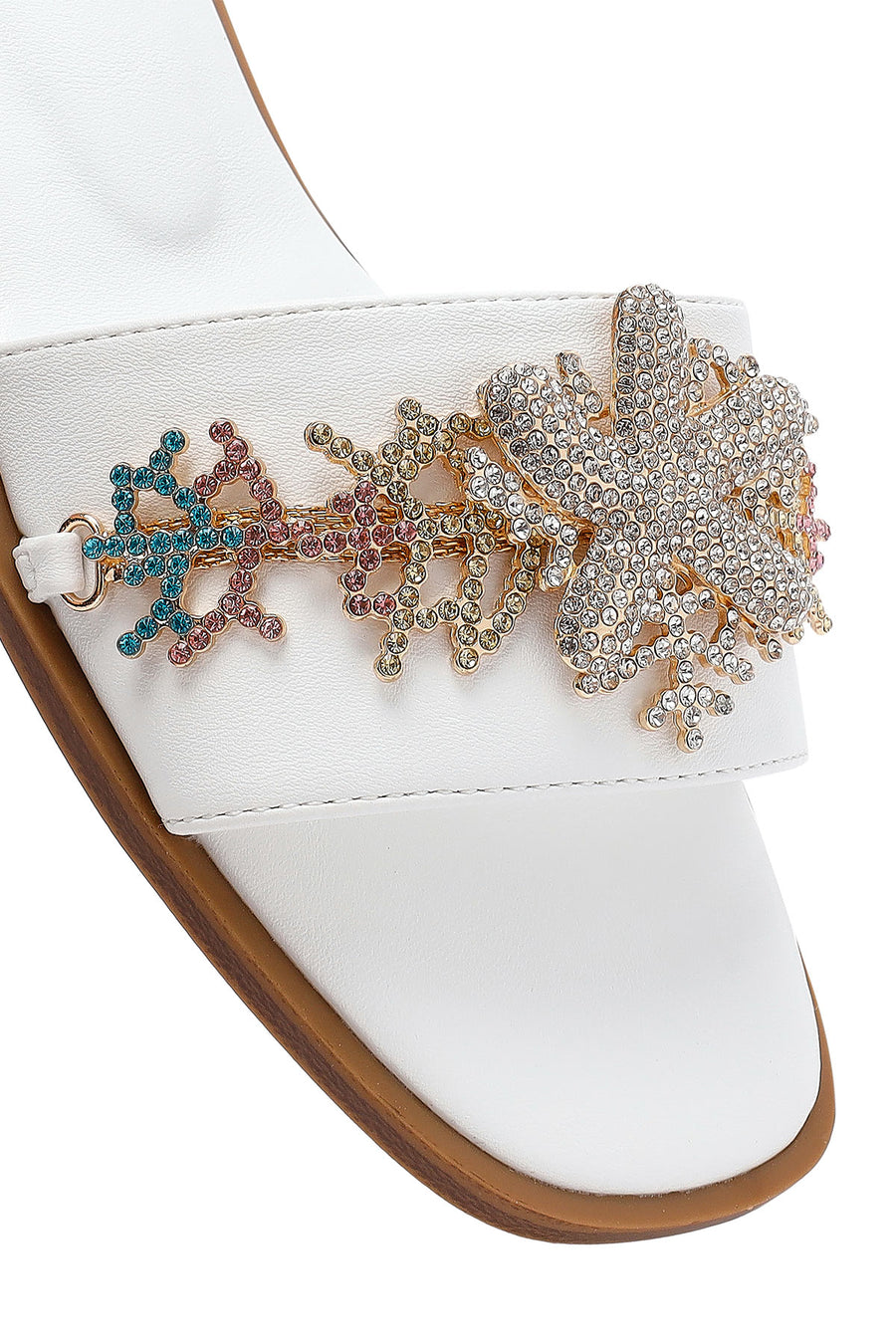Women's White Stone Slippers