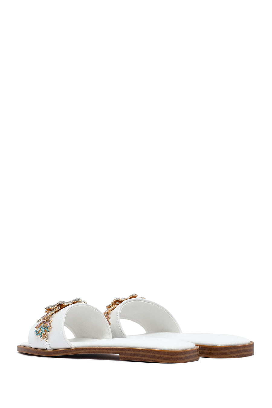 Women's White Stone Slippers