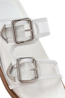 Kadın Beyaz Çift Tokalı Terlik | Derimod