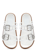 Kadın Beyaz Çift Tokalı Terlik | Derimod