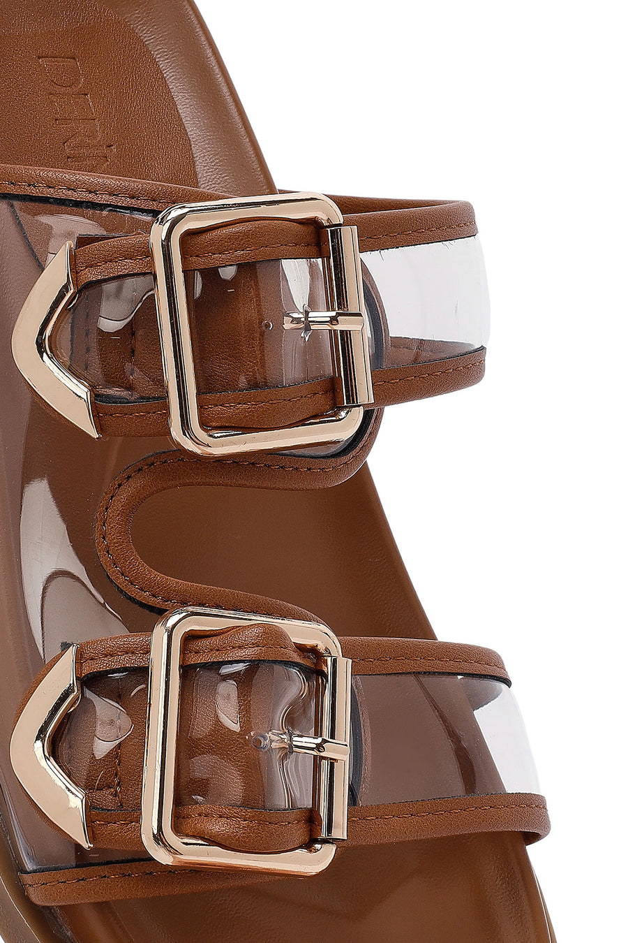 Women's Tan Double Buckle Slippers
