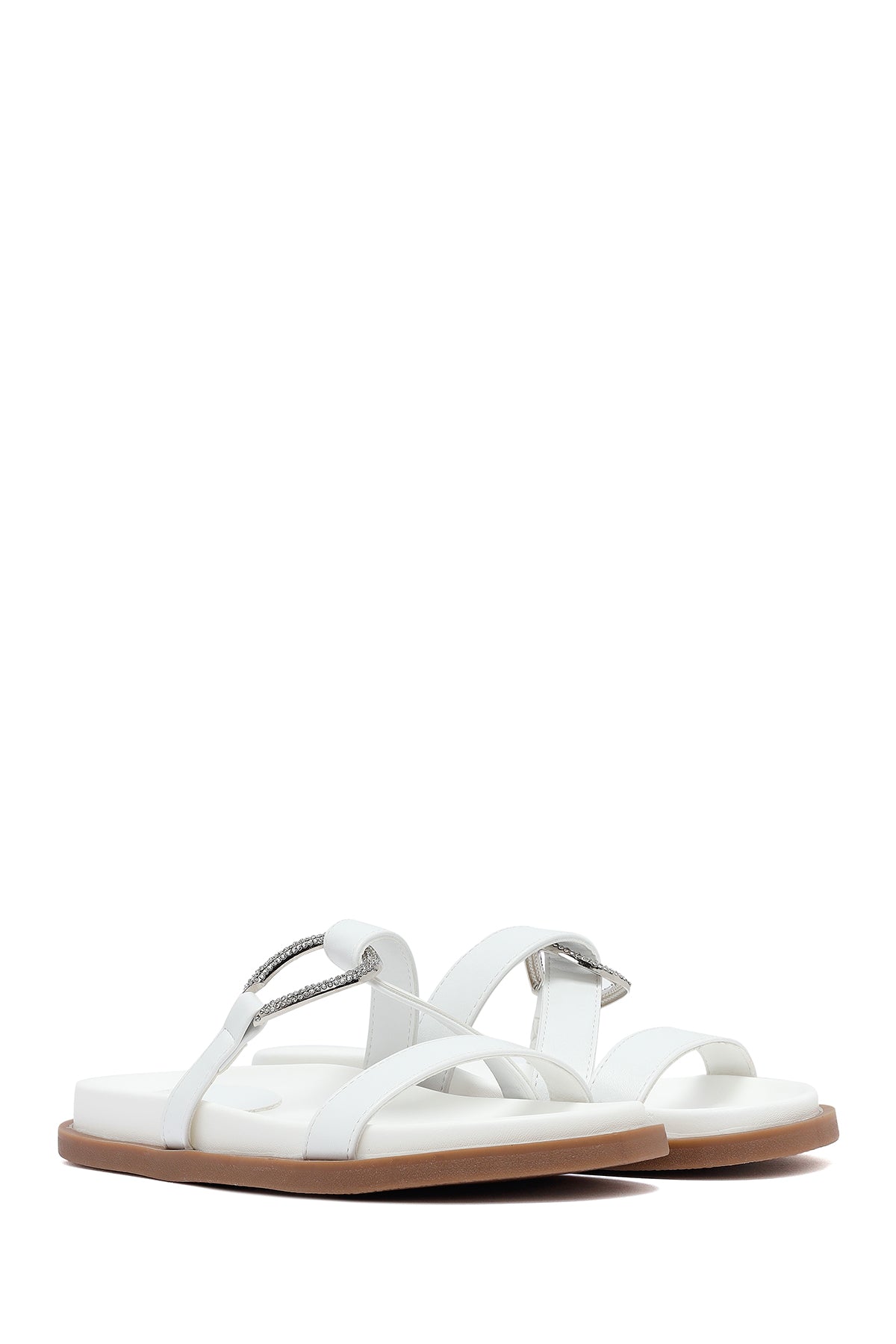 Kadın Beyaz Taşlı Terlik