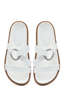 Woman White Stone Slippers | Derimod