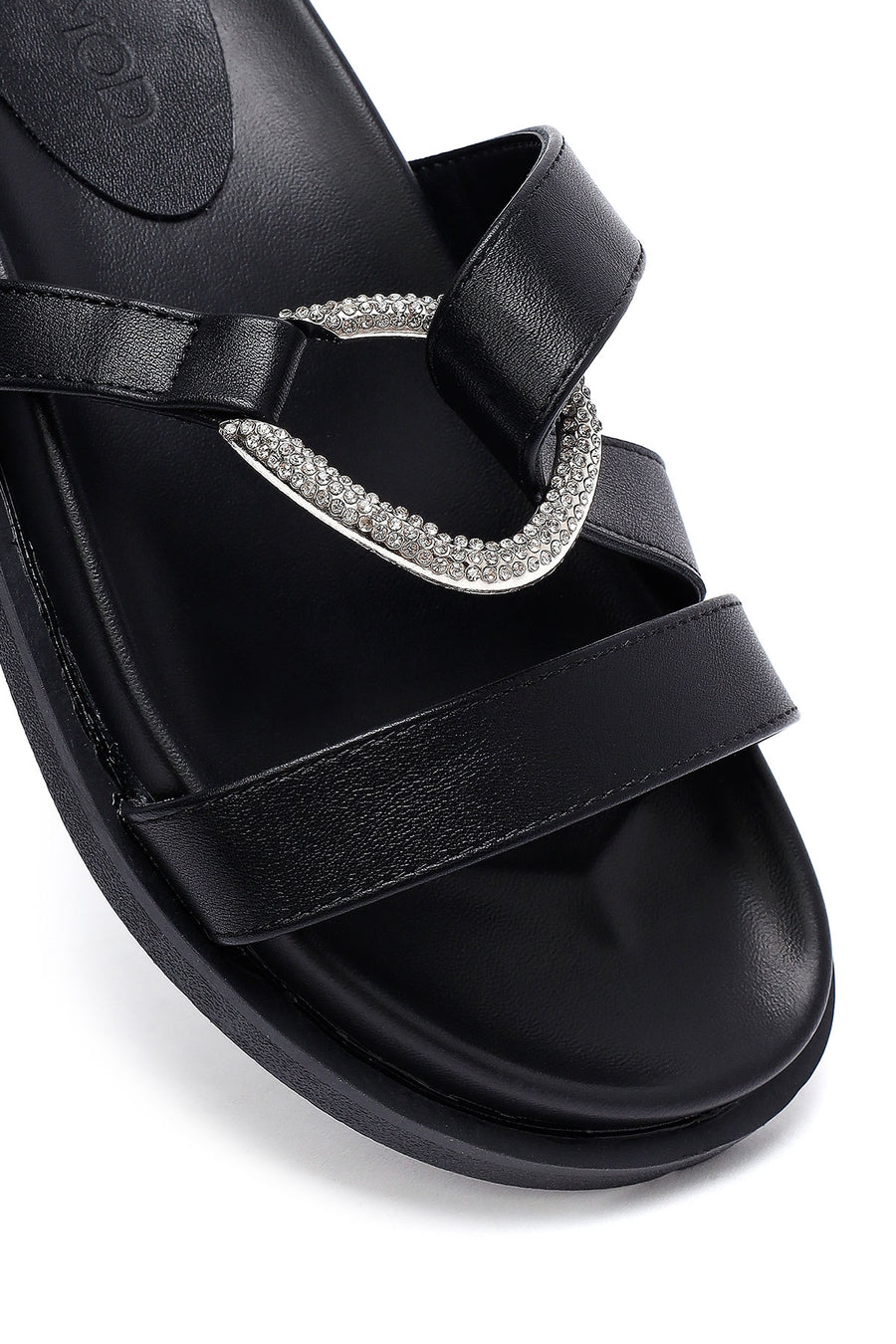 Woman Black Stone Slippers