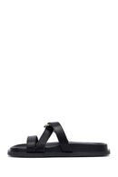 Woman Black Stone Slippers | Derimod