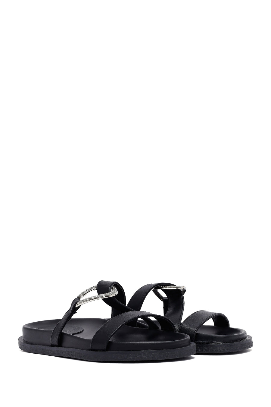 Woman Black Stone Slippers