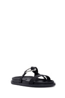 Woman Black Stone Slippers | Derimod