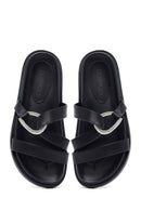Woman Black Stone Slippers | Derimod