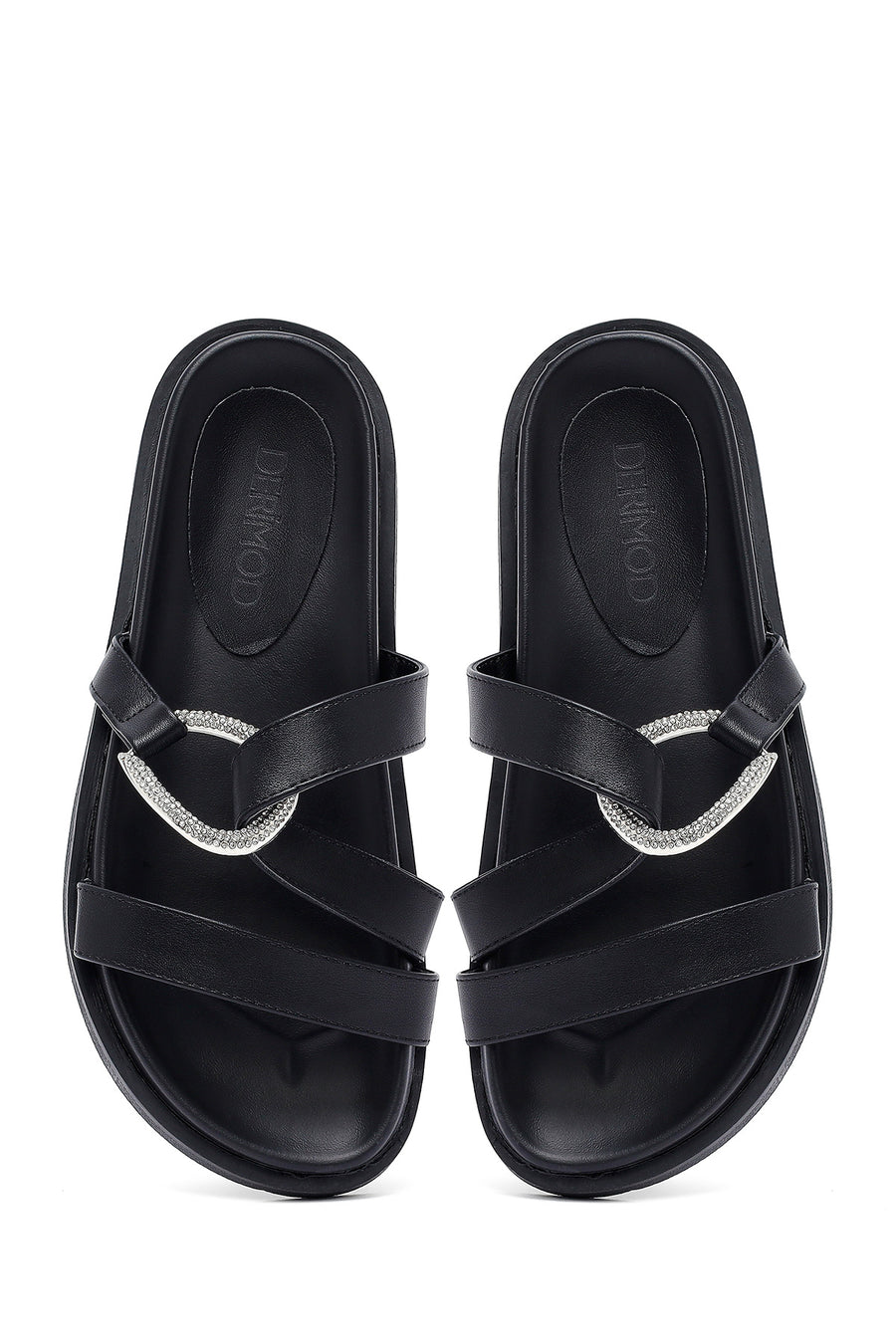 Woman Black Stone Slippers