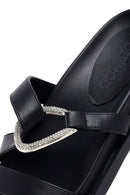 Woman Black Stone Slippers | Derimod
