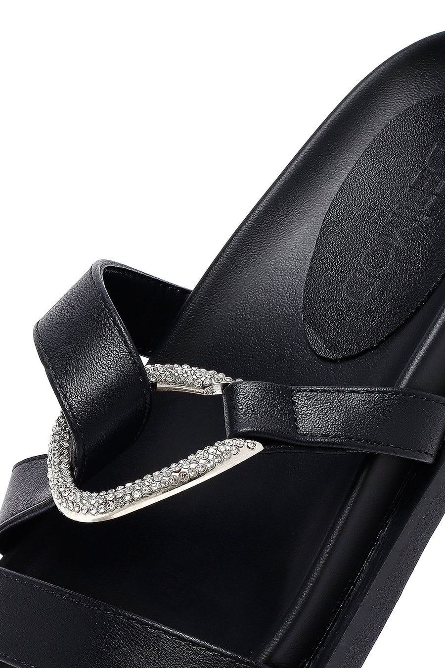 Woman Black Stone Slippers