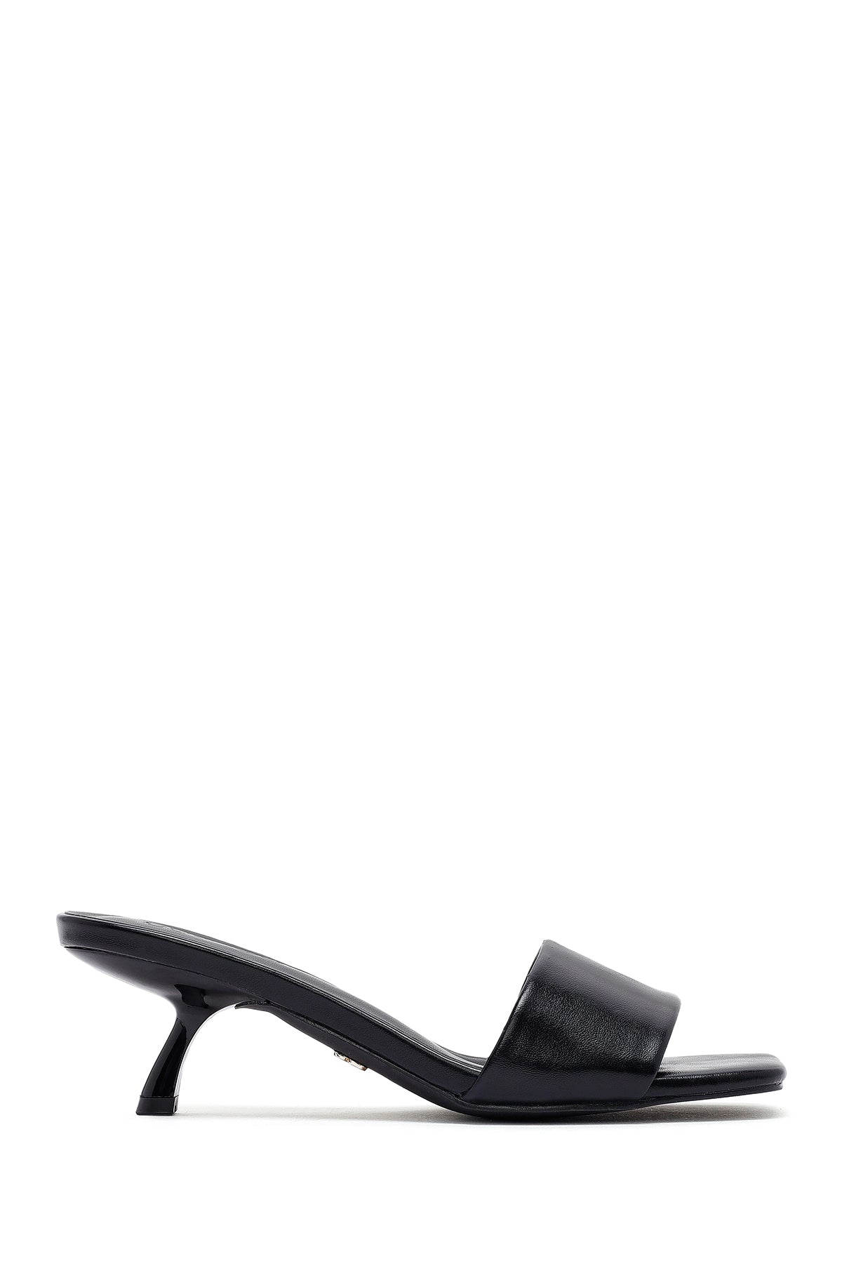 Women's Black Thin Short Heeled Slippers 25SFE451318 | Derimod