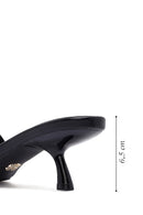 Women's Black Thin Short Heeled Slippers | Derimod