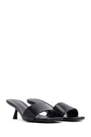 Women's Black Thin Short Heeled Slippers | Derimod