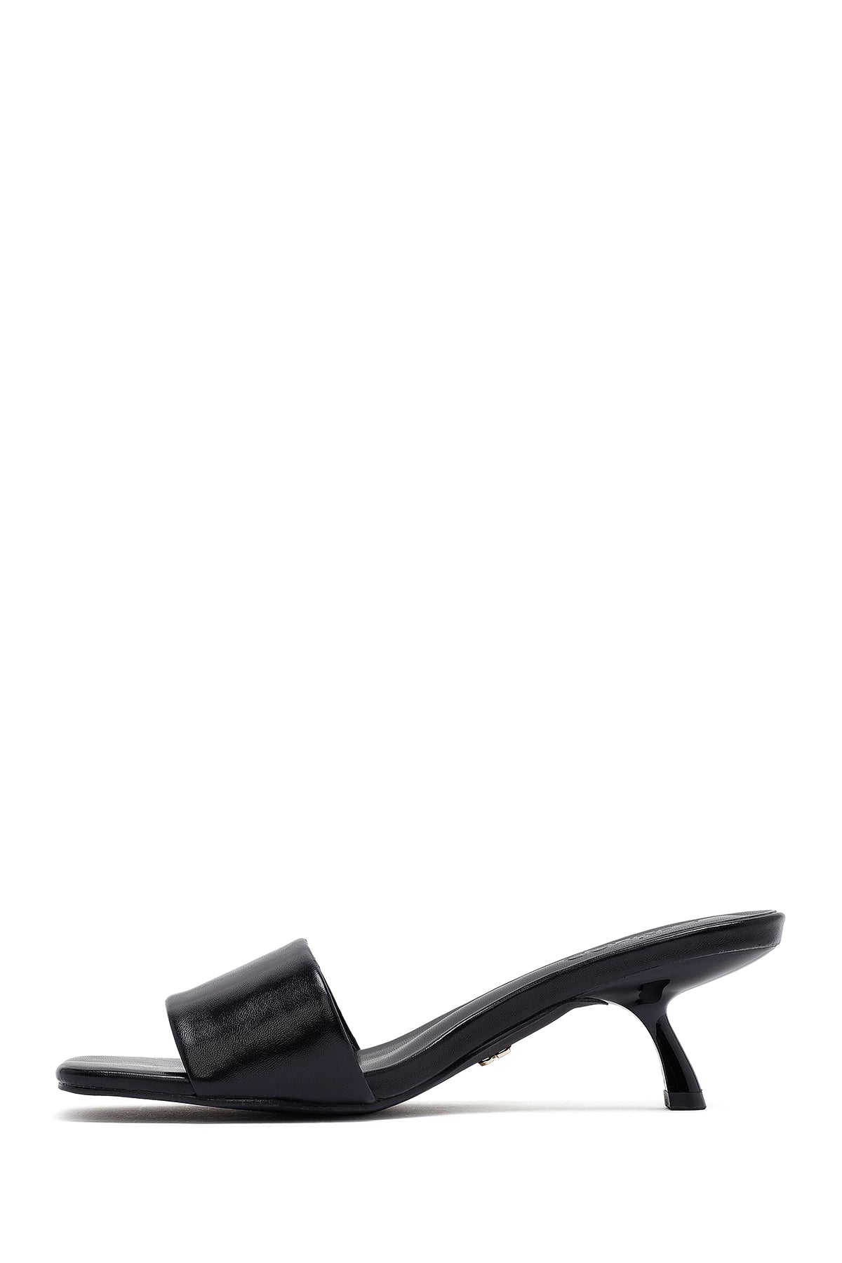 Kadın Siyah İnce Kısa Topuklu Terlik