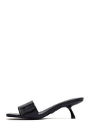 Women's Black Thin Short Heeled Slippers | Derimod