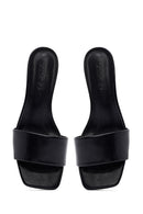 Women's Black Thin Short Heeled Slippers | Derimod