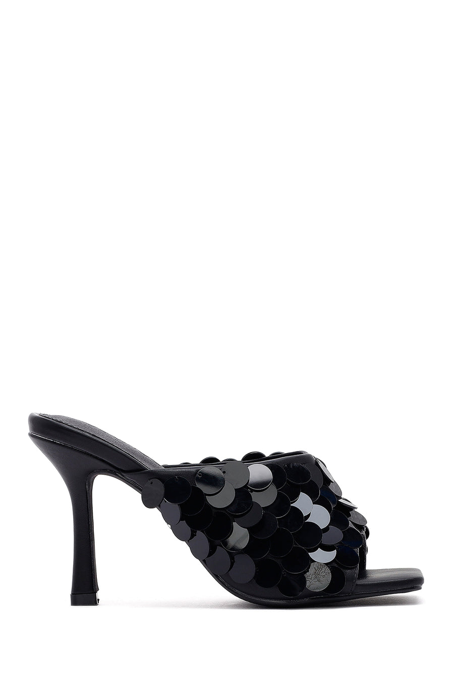 Women's Black Sequined Thin Heeled Slippers 25SFE451414 | Derimod