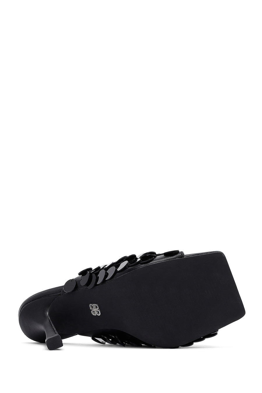 Women's Black Sequined Thin Heeled Slippers