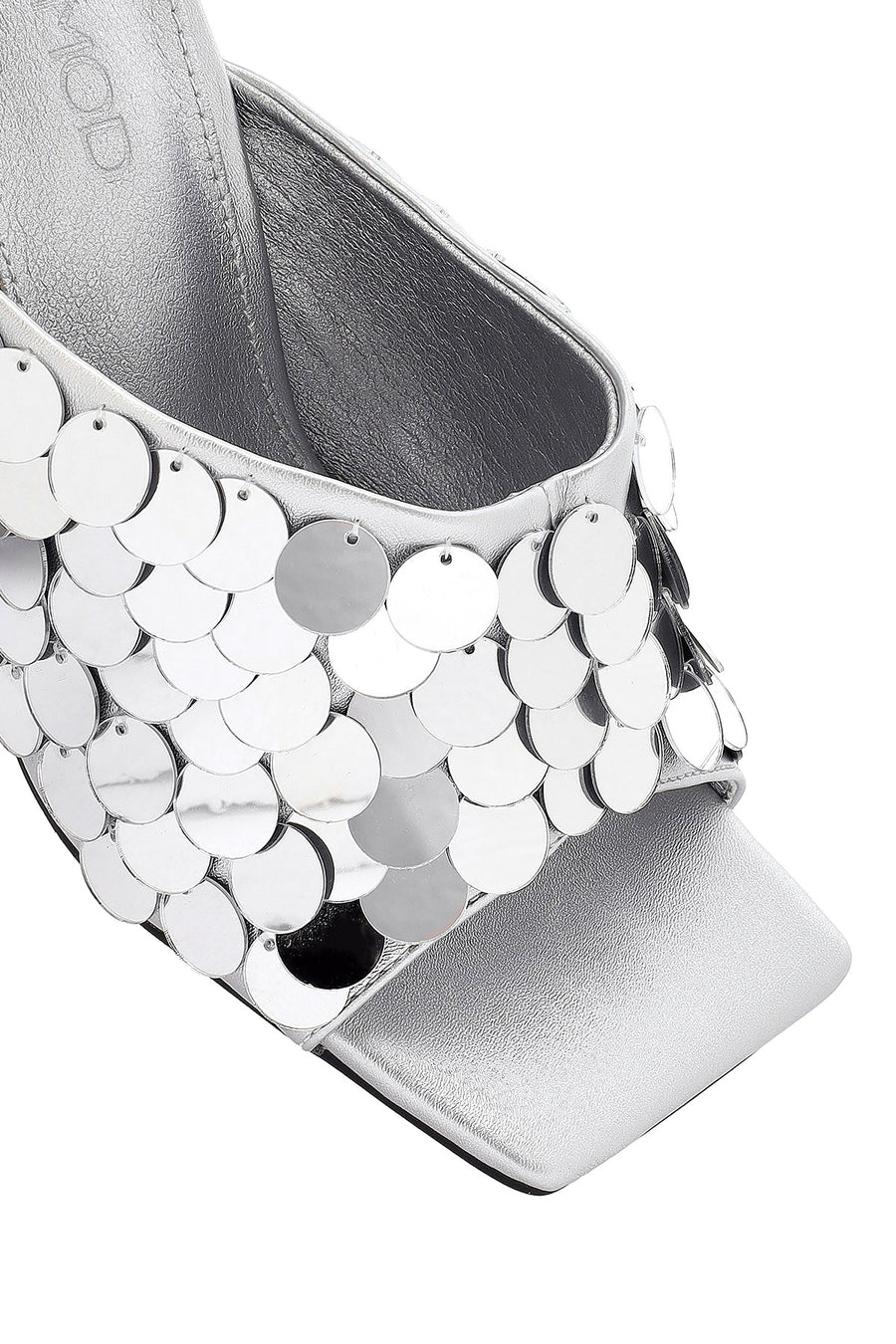Women's Silver Sequined Thin Heeled Slippers
