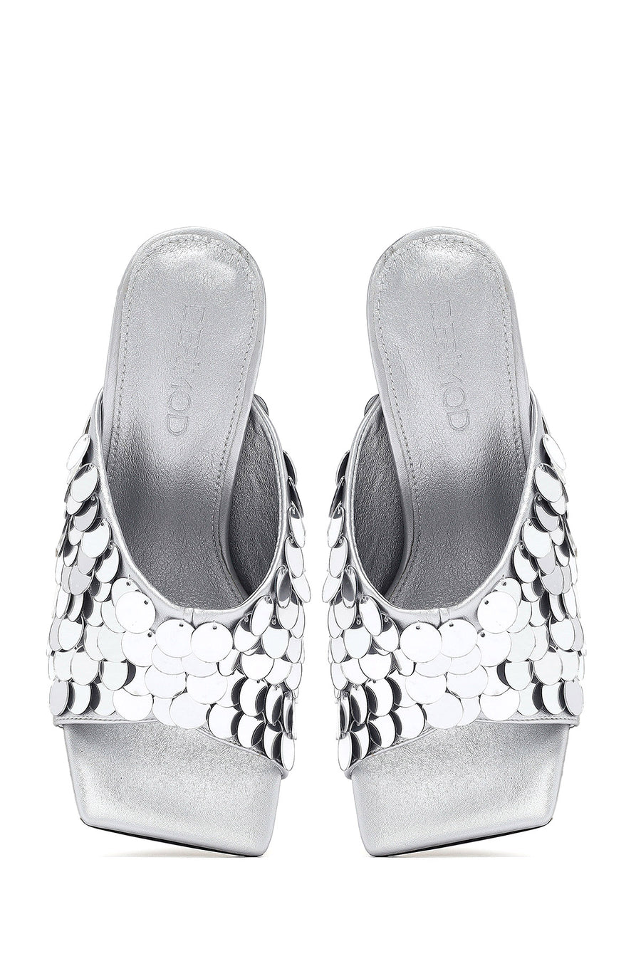Women's Silver Sequined Thin Heeled Slippers