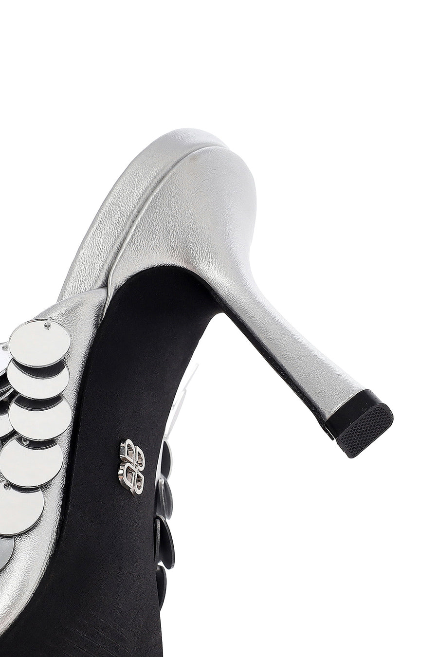 Women's Silver Sequined Thin Heeled Slippers