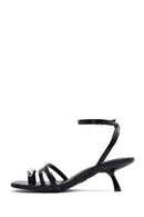 Kadın Siyah Bilekten Tokalı Kısa İnce Topuklu Sandalet | Derimod