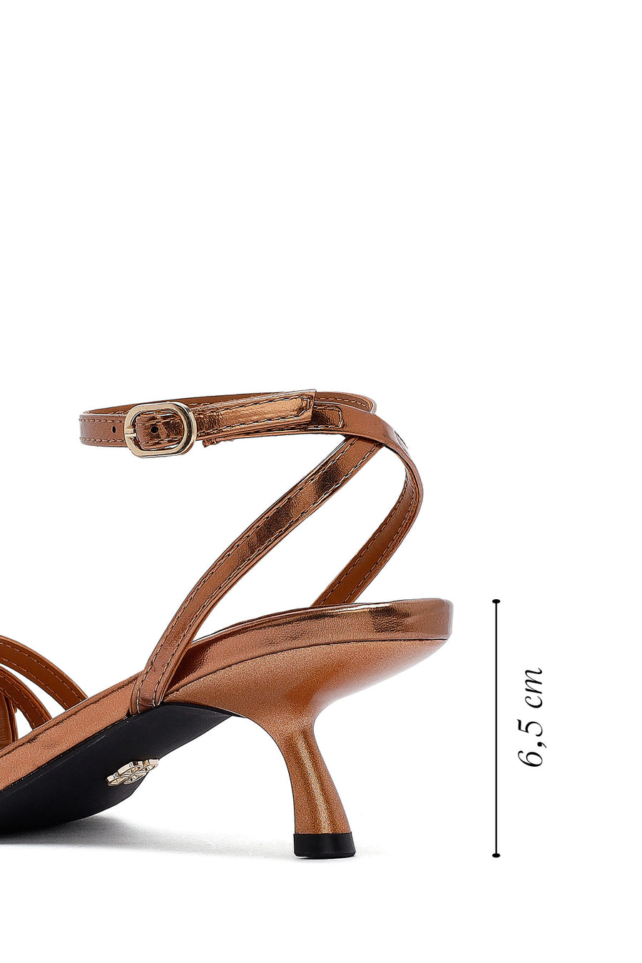 Women's Bronze Low Thin Heel Metallic Sandals