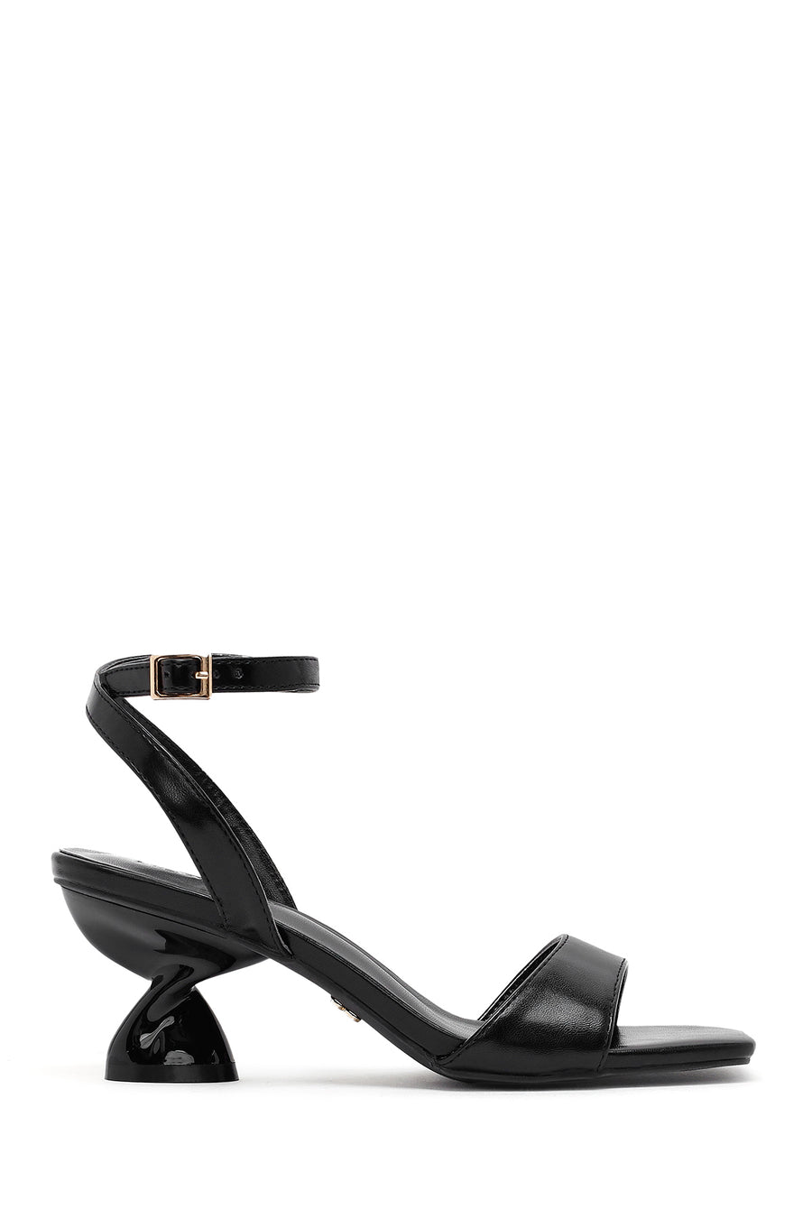 Women's Black Ankle Buckle Thick Heel Sandals 25SFE451618 | Derimod