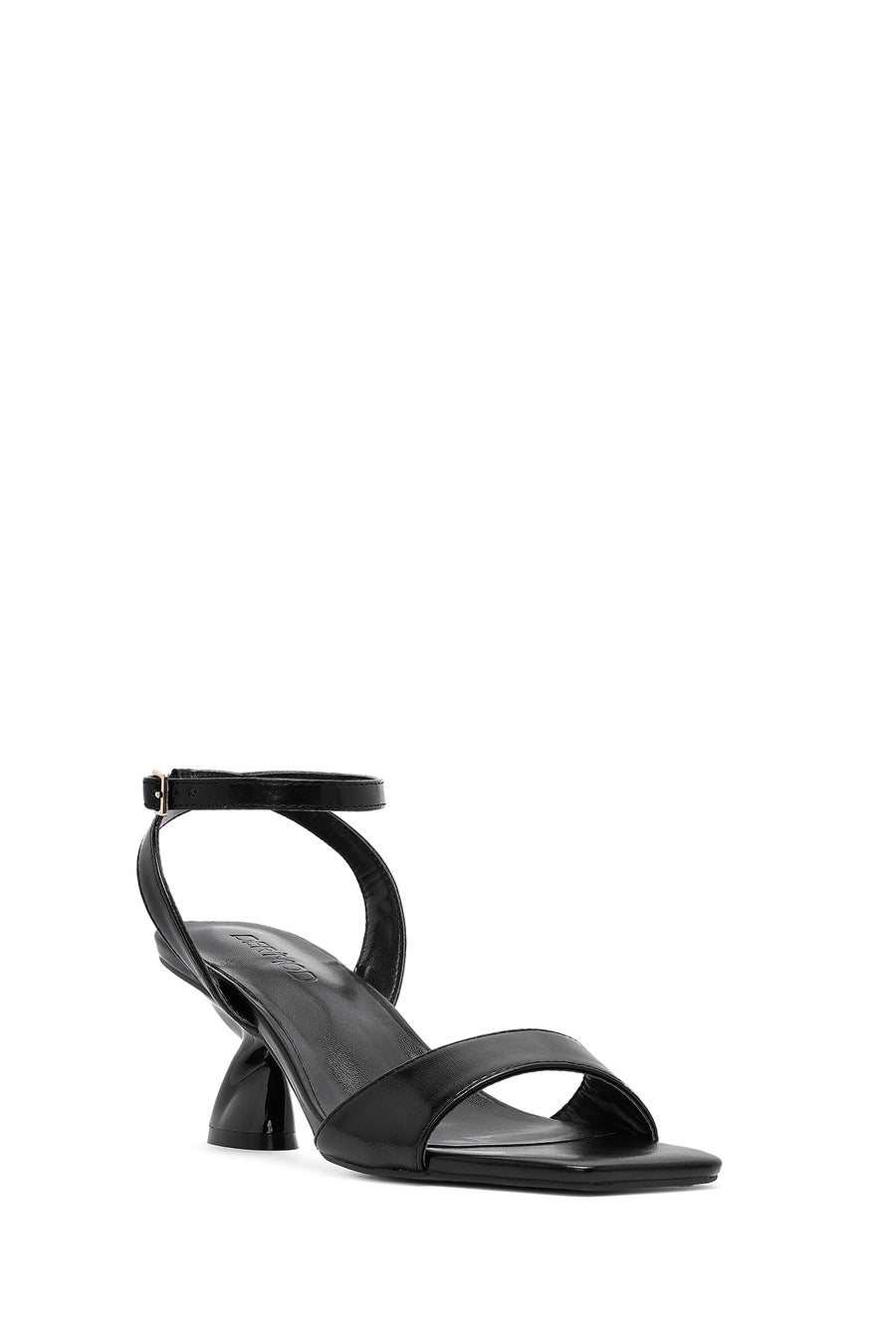 Women's Black Ankle Buckle Thick Heel Sandals