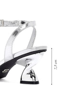 Women's Silver Ankle Buckle Chunky Heel Metallic Sandals | Derimod